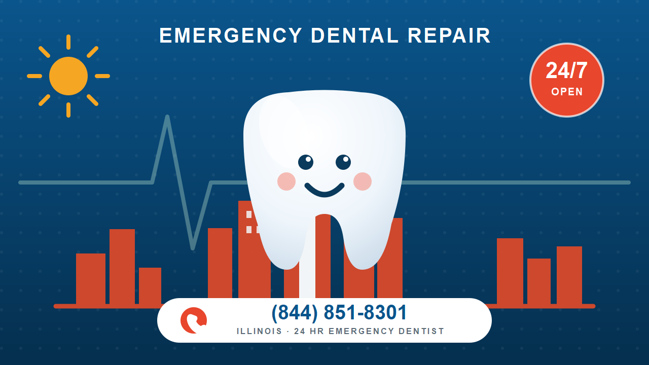 24 hr emergency dentist in Illinois - Emergency Dental Repair, open 24/7